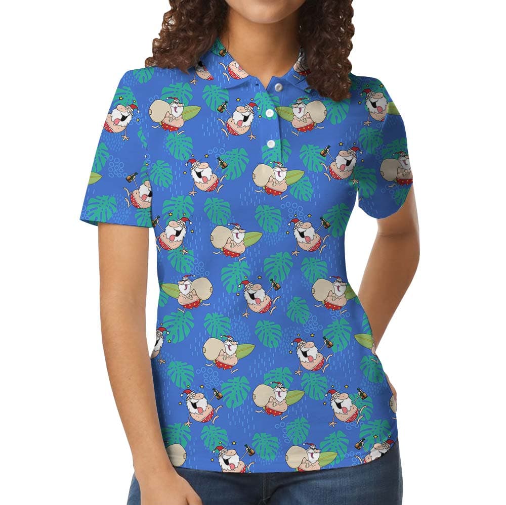 Humorous Santa Tropical Golf Shirt4