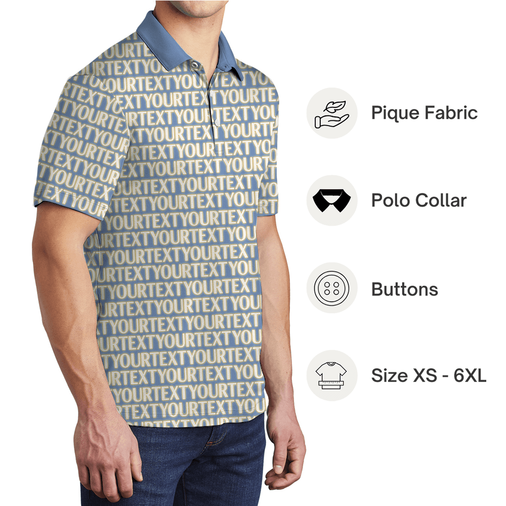 Custom Text Pattern Polo Shirt for Personal Branding