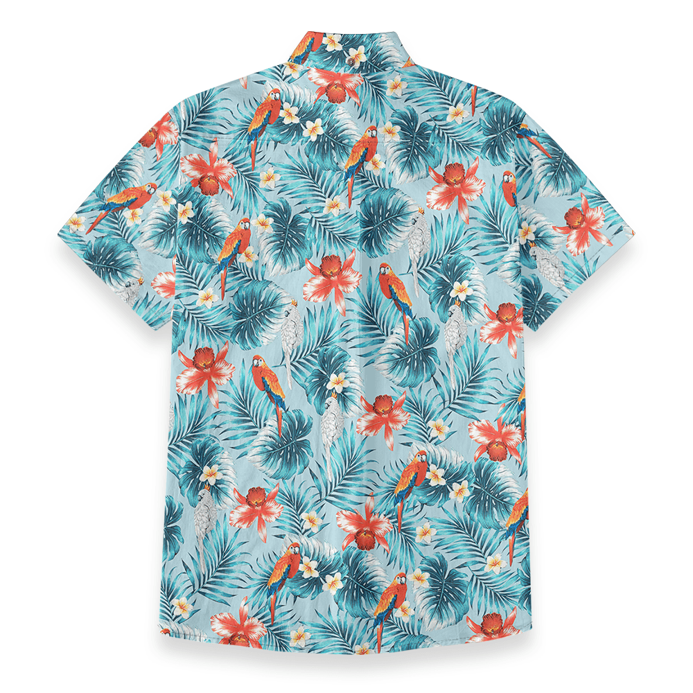 Men's Cotton Button Down Shirt with Tropical Birds