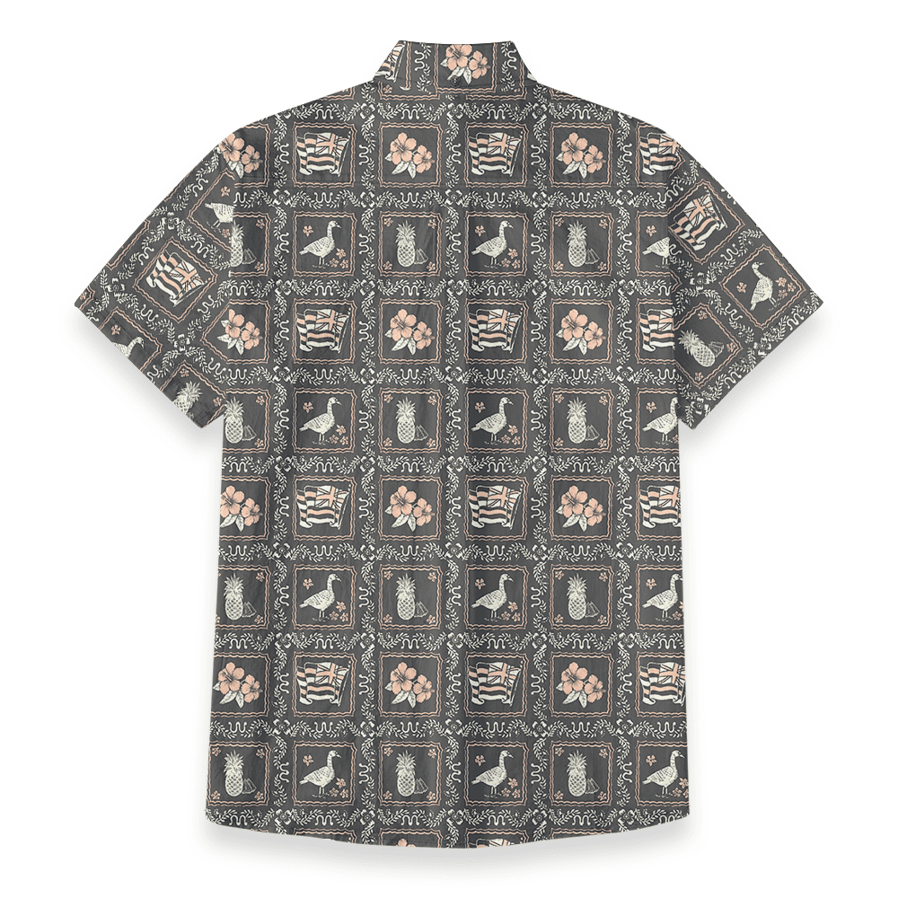 Tropical Pattern Cotton Button Down Men's Shirt