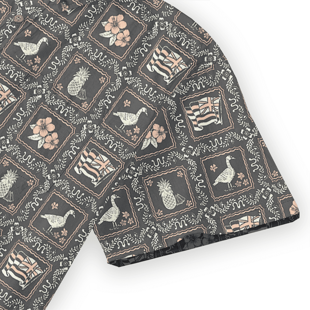 Tropical Pattern Cotton Button Down Men's Shirt