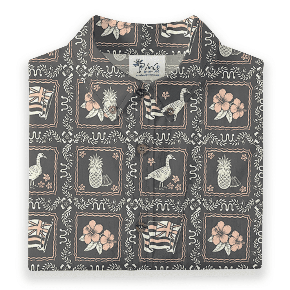 Tropical Pattern Cotton Button Down Men's Shirt
