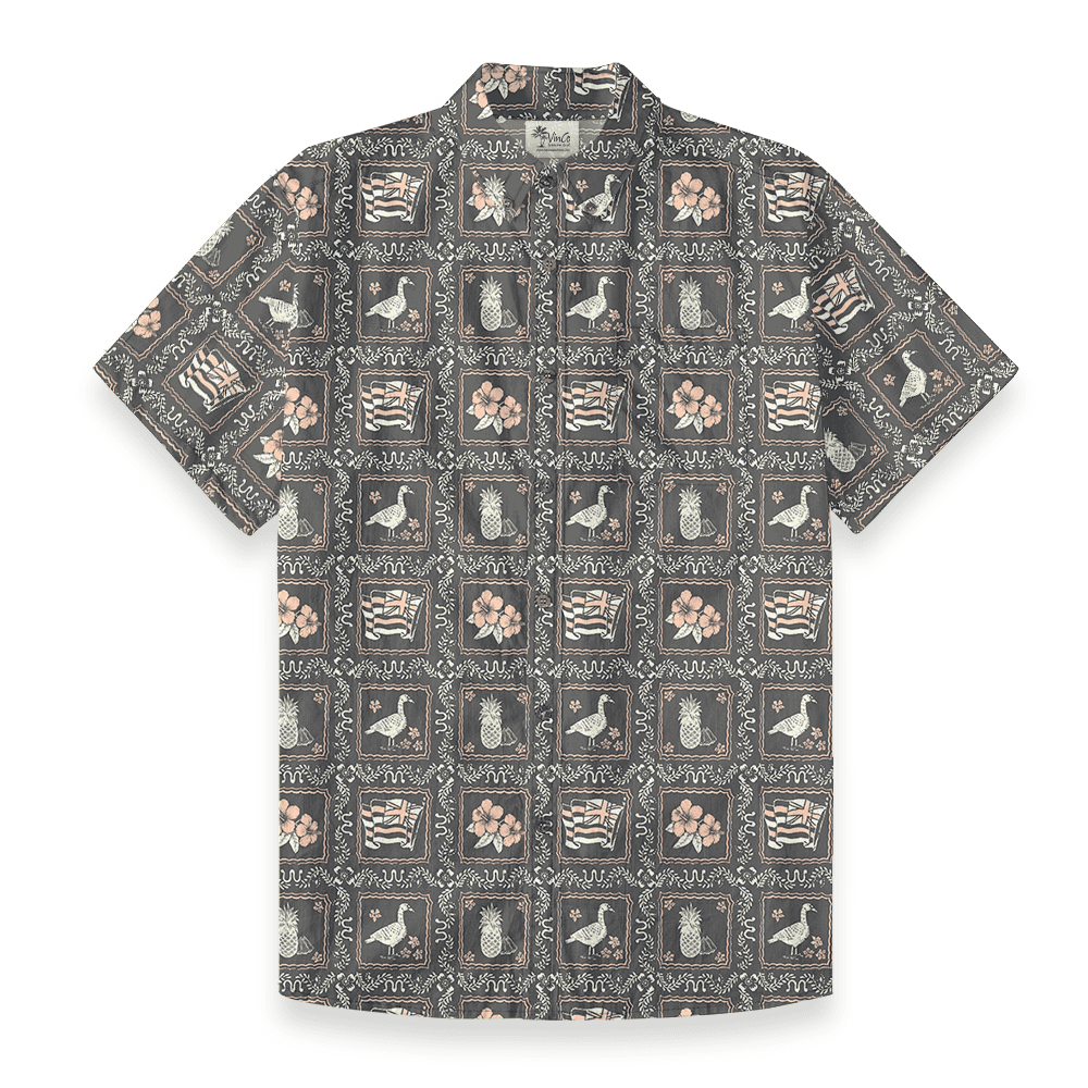 Tropical Pattern Cotton Button Down Men's Shirt