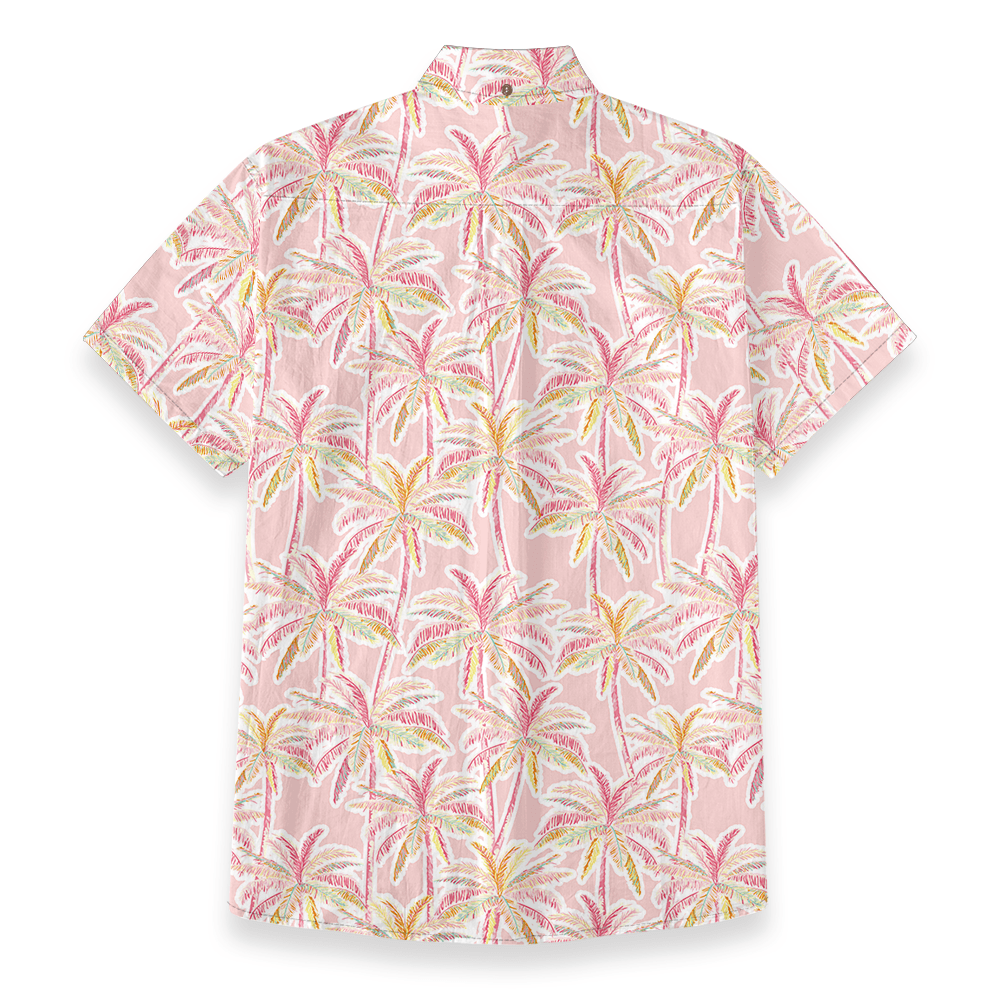 Pink Palm Paradise Button Down Cotton Shirt