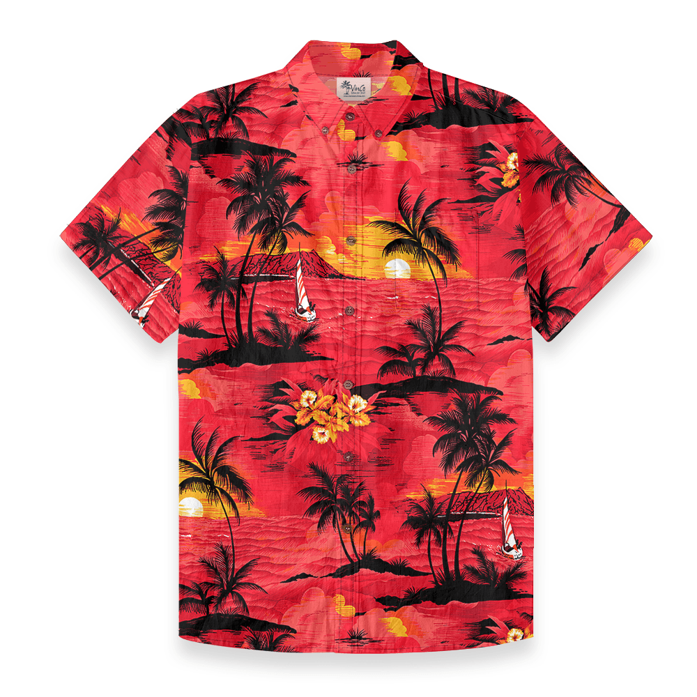Tropical Sunset Paradise Button Down Cotton Shirt