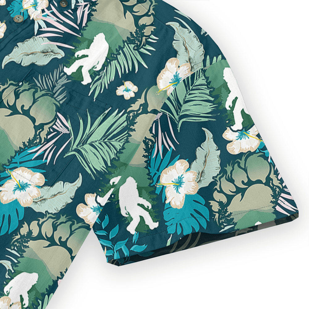 Vibrant Jungle Bigfoot Button Down Cotton Shirt