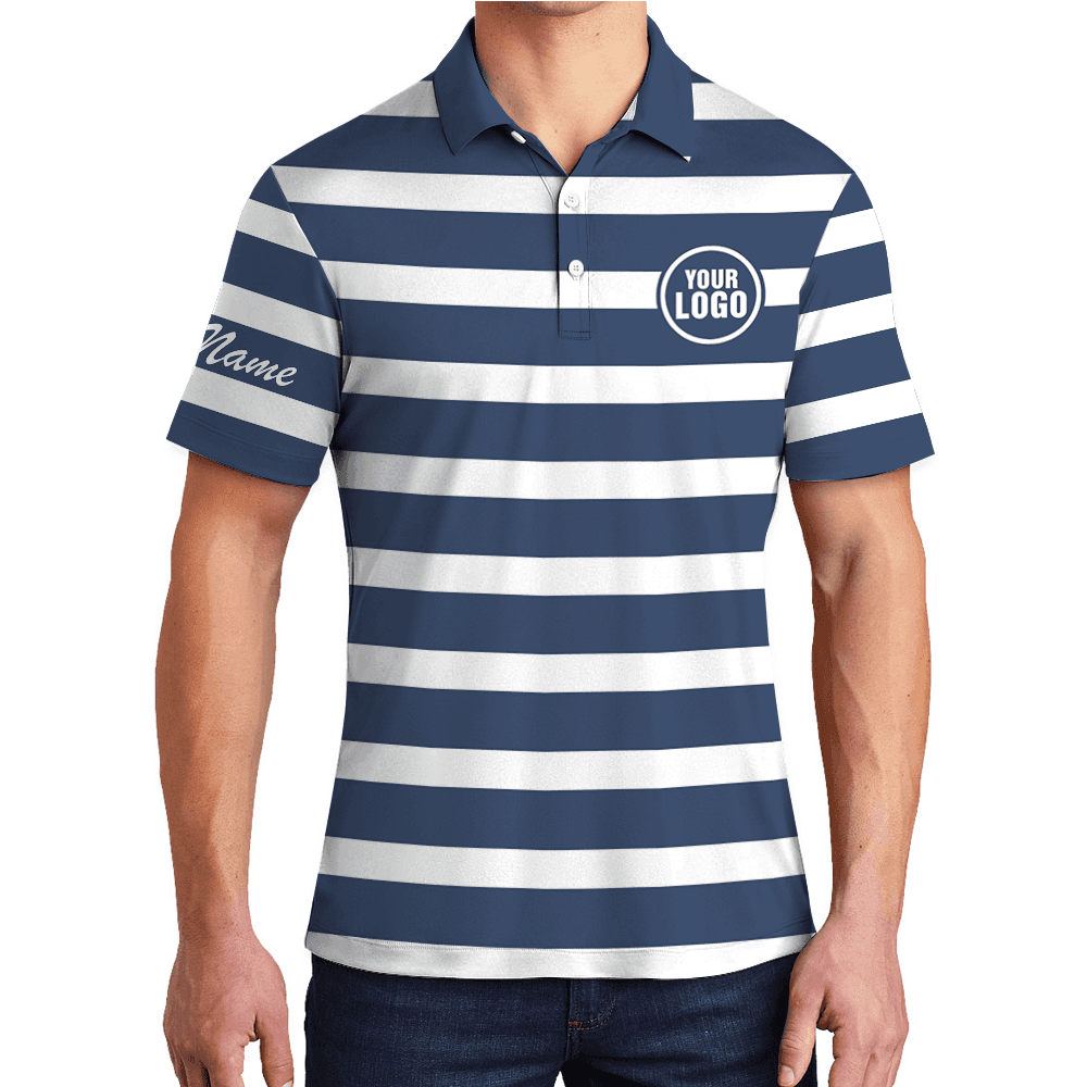 Custom Striped Polo Shirt with Logo and Name