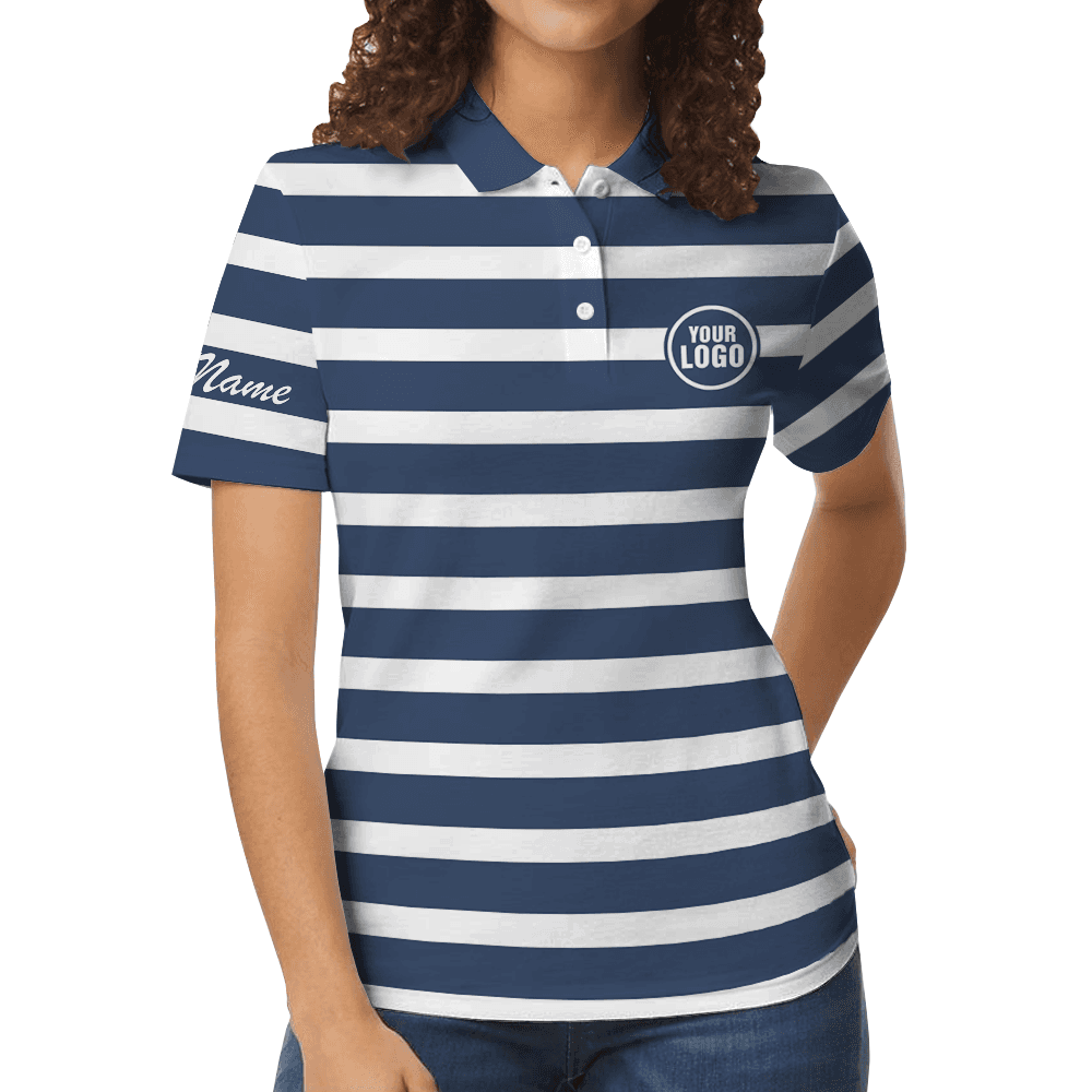 Custom Striped Polo Shirt with Logo and Name