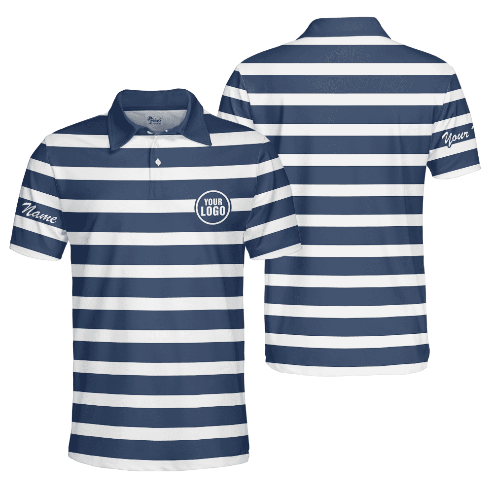 Custom Striped Polo Shirt with Logo and Name