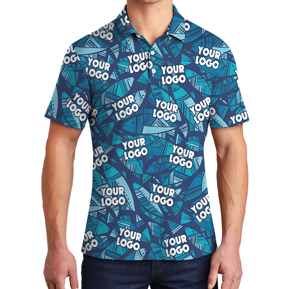 Blue Fish Custom Logo Polo Shirt
