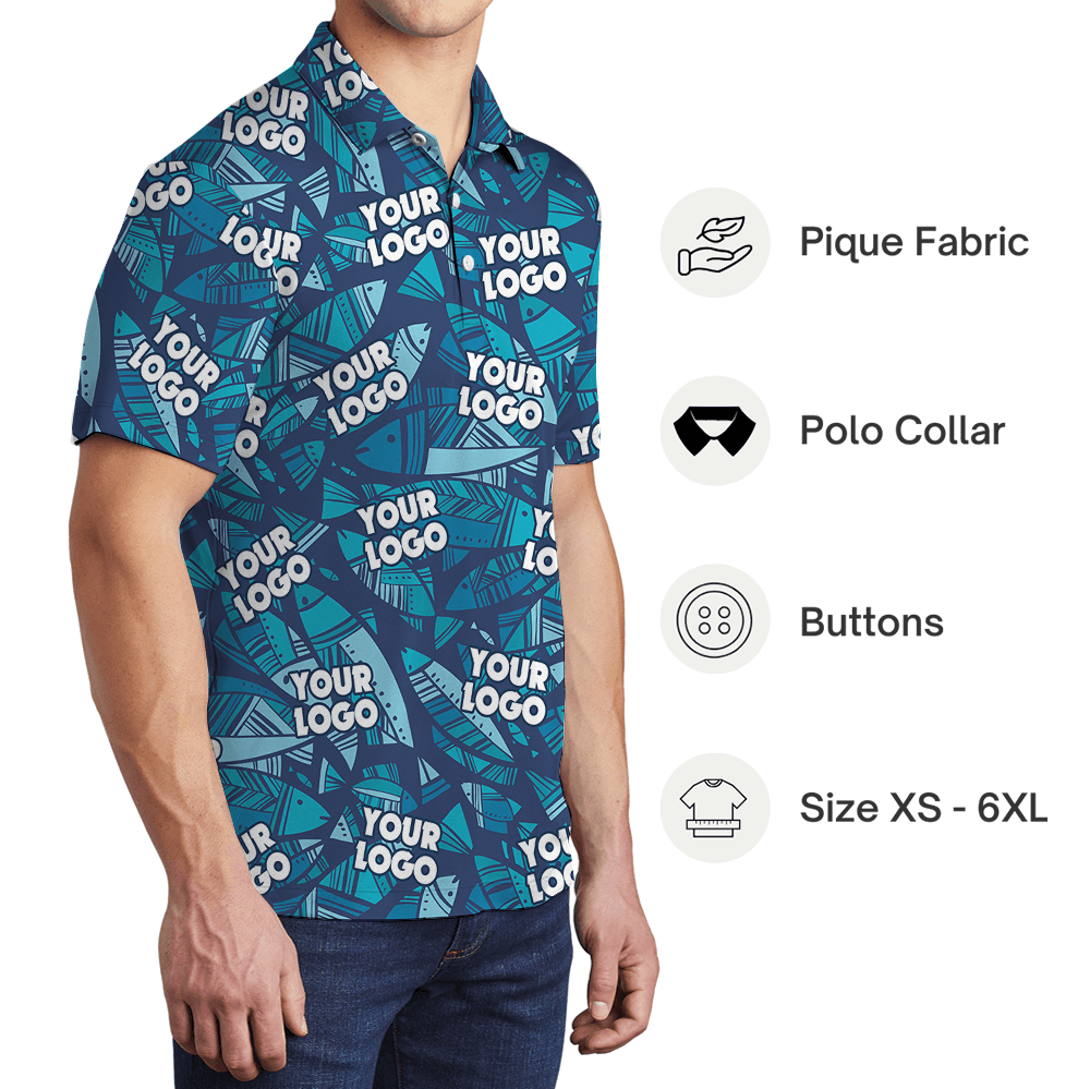 Blue Fish Custom Logo Polo Shirt