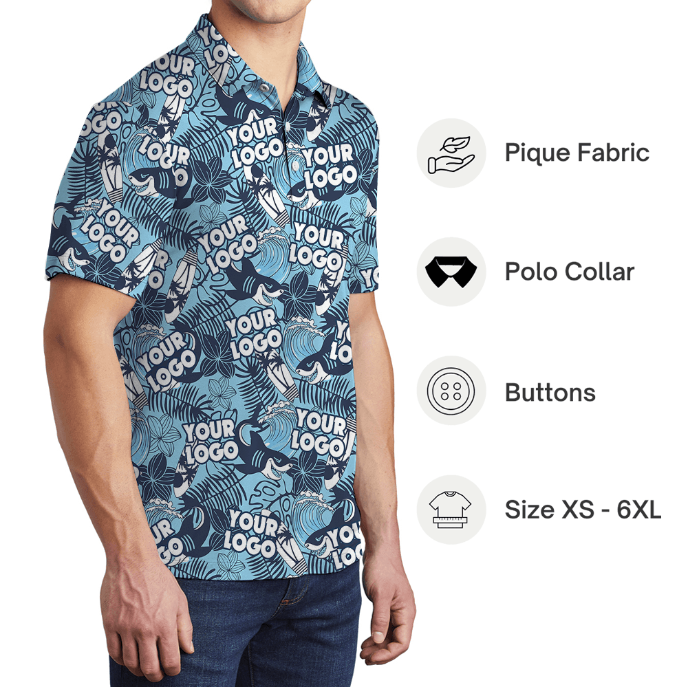 Vintage Shark Custom Logo Polo Shirt