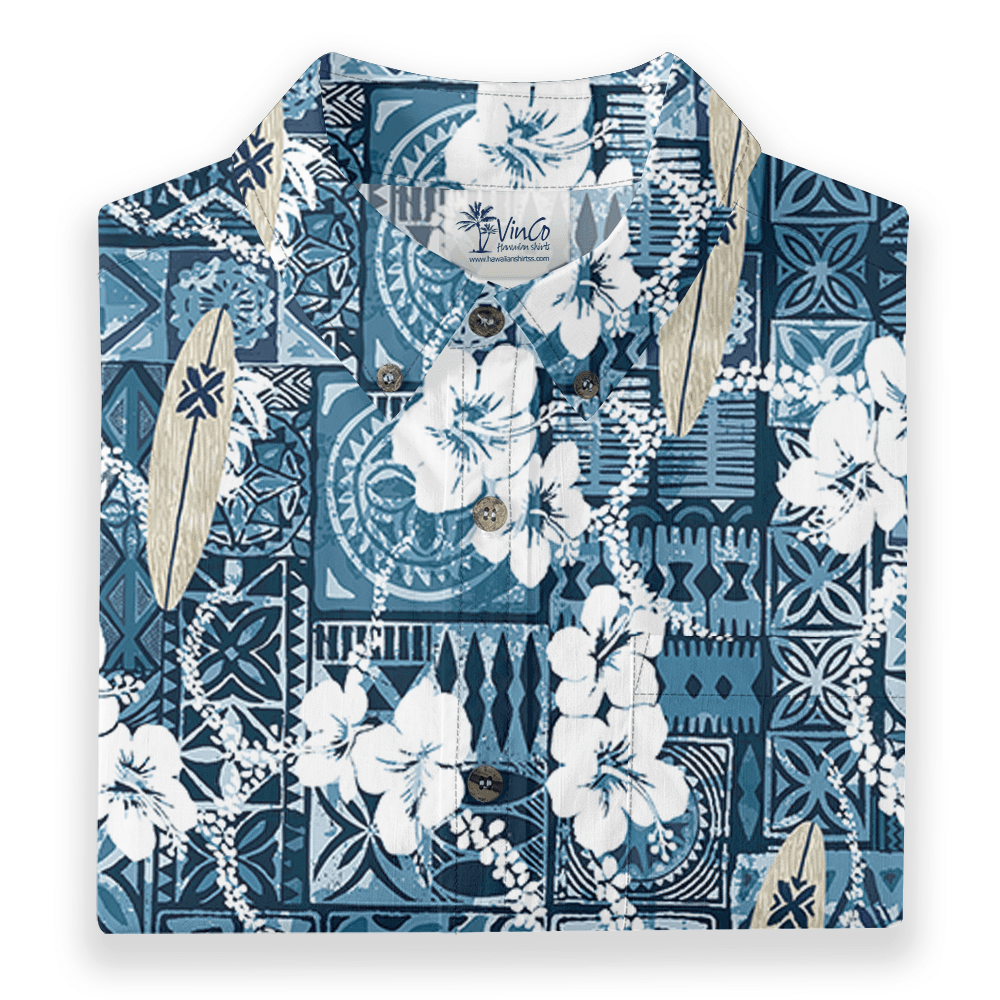Ocean Vibes Button Down Cotton Hawaiian Shirt