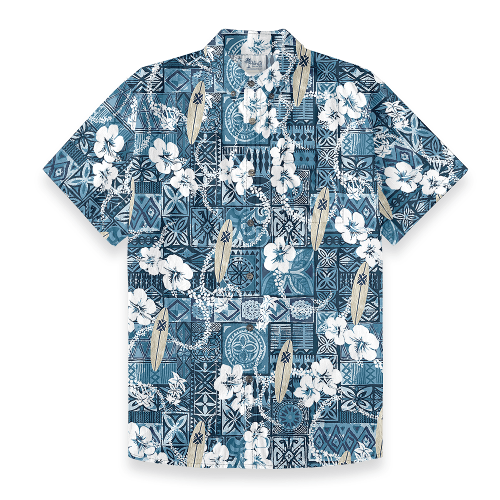 Ocean Vibes Button Down Cotton Hawaiian Shirt
