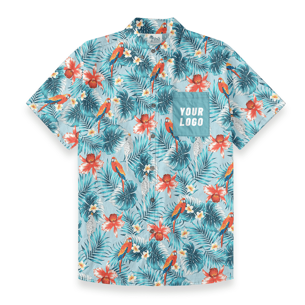 Tropical Paradise Custom Pocket Button Down Shirt