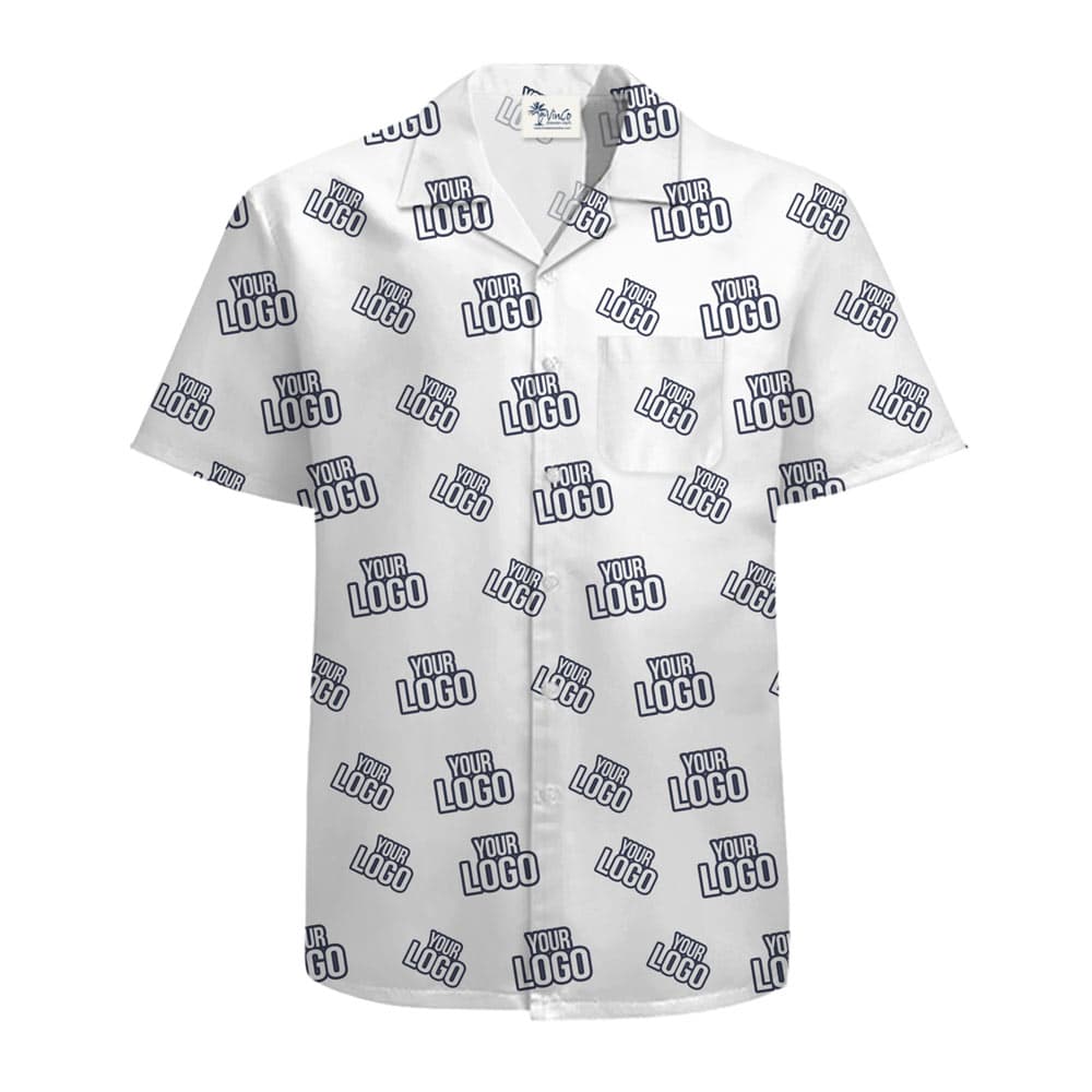 Custom Company Logo Hawaiian Shirt White