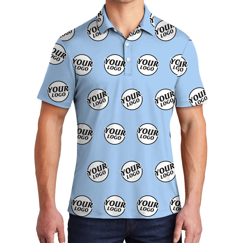 Blue Basic Custom Logo Polo Shirt