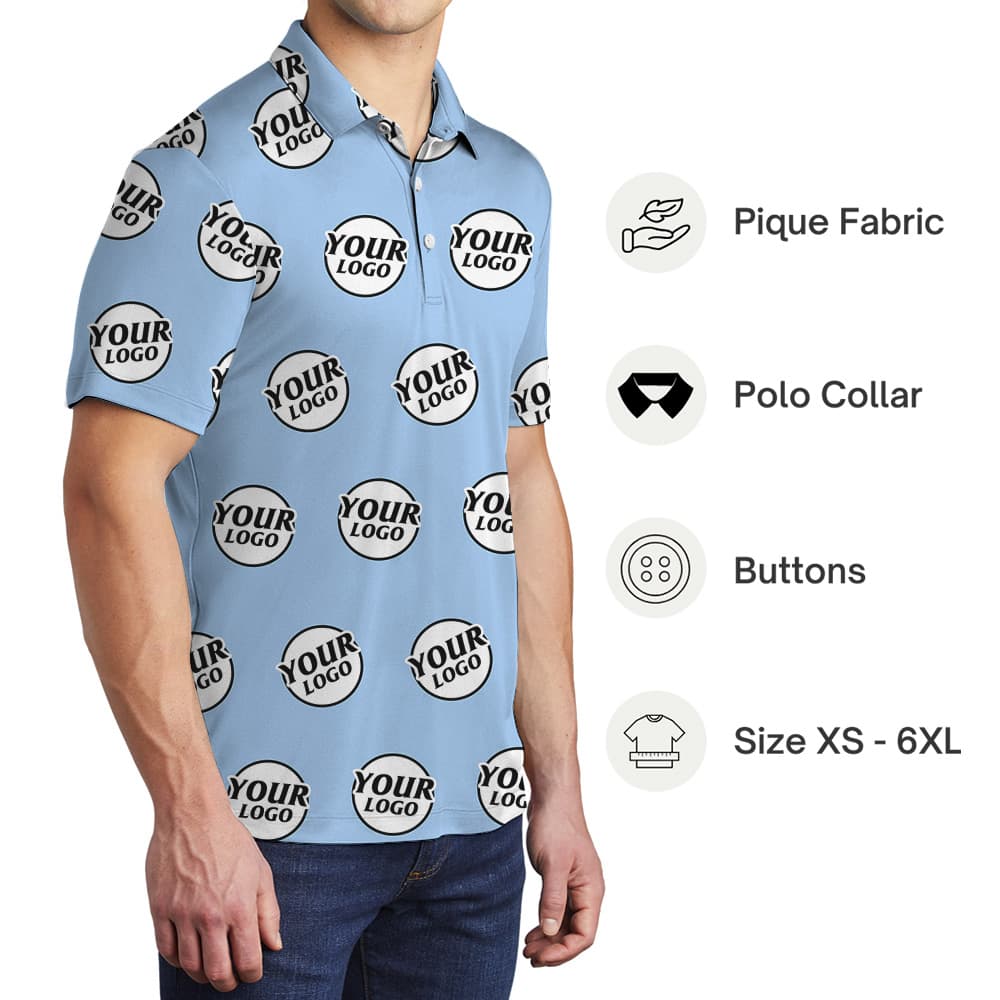 Blue Basic Custom Logo Polo Shirt (2)