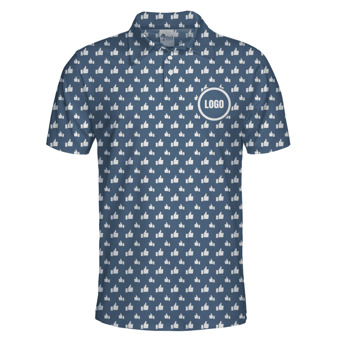 [Live Preview] Unique Like Pattern Polo Shirt with Custom Chest Logo