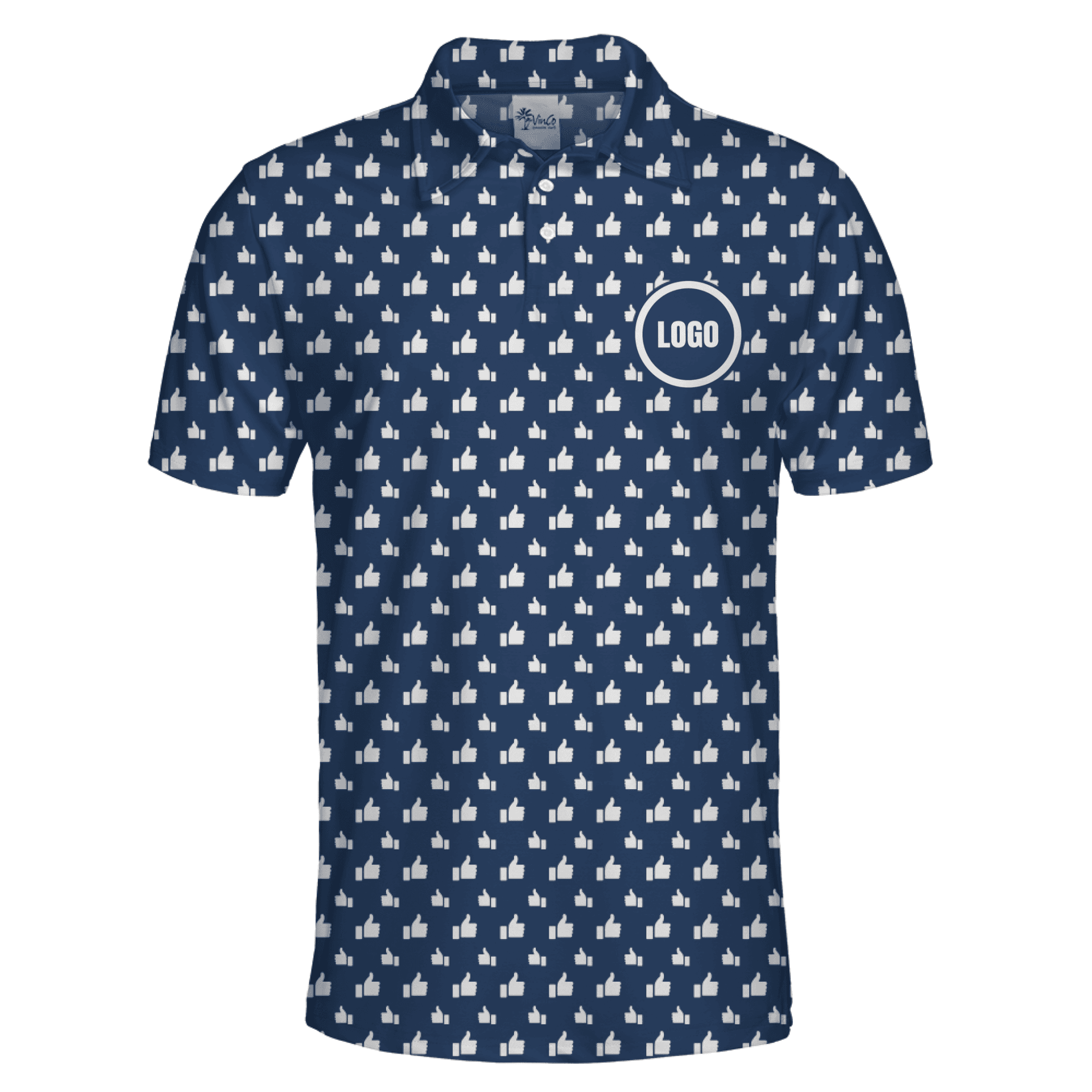 [Live Preview] Unique Like Pattern Polo Shirt with Custom Chest Logo