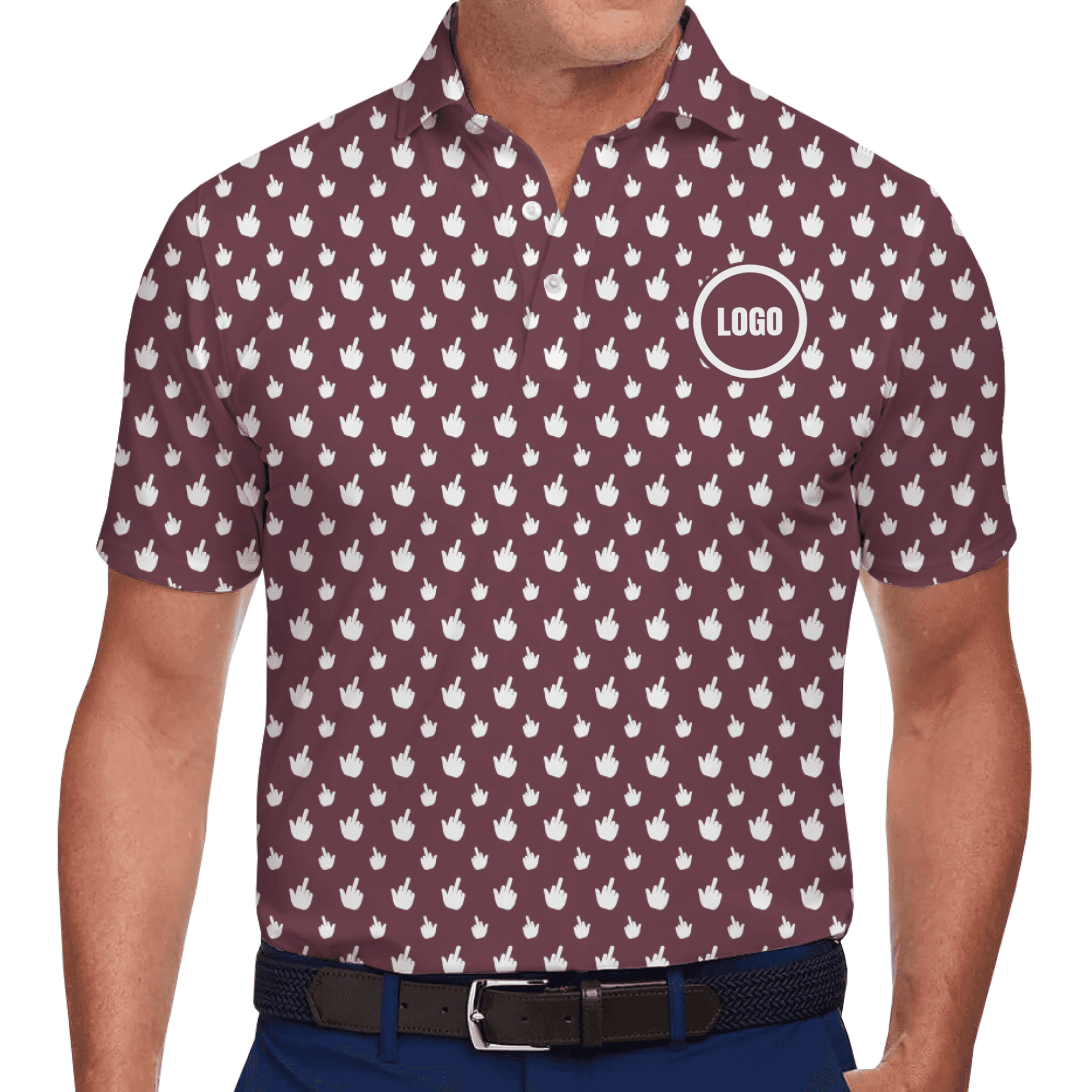 [Live Preview] Custom Funny Finger Polo Shirt with Chest Logo
