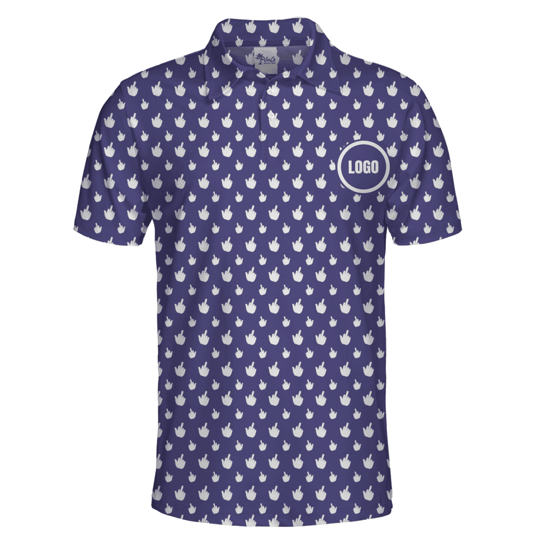 [Live Preview] Custom Funny Finger Polo Shirt with Chest Logo