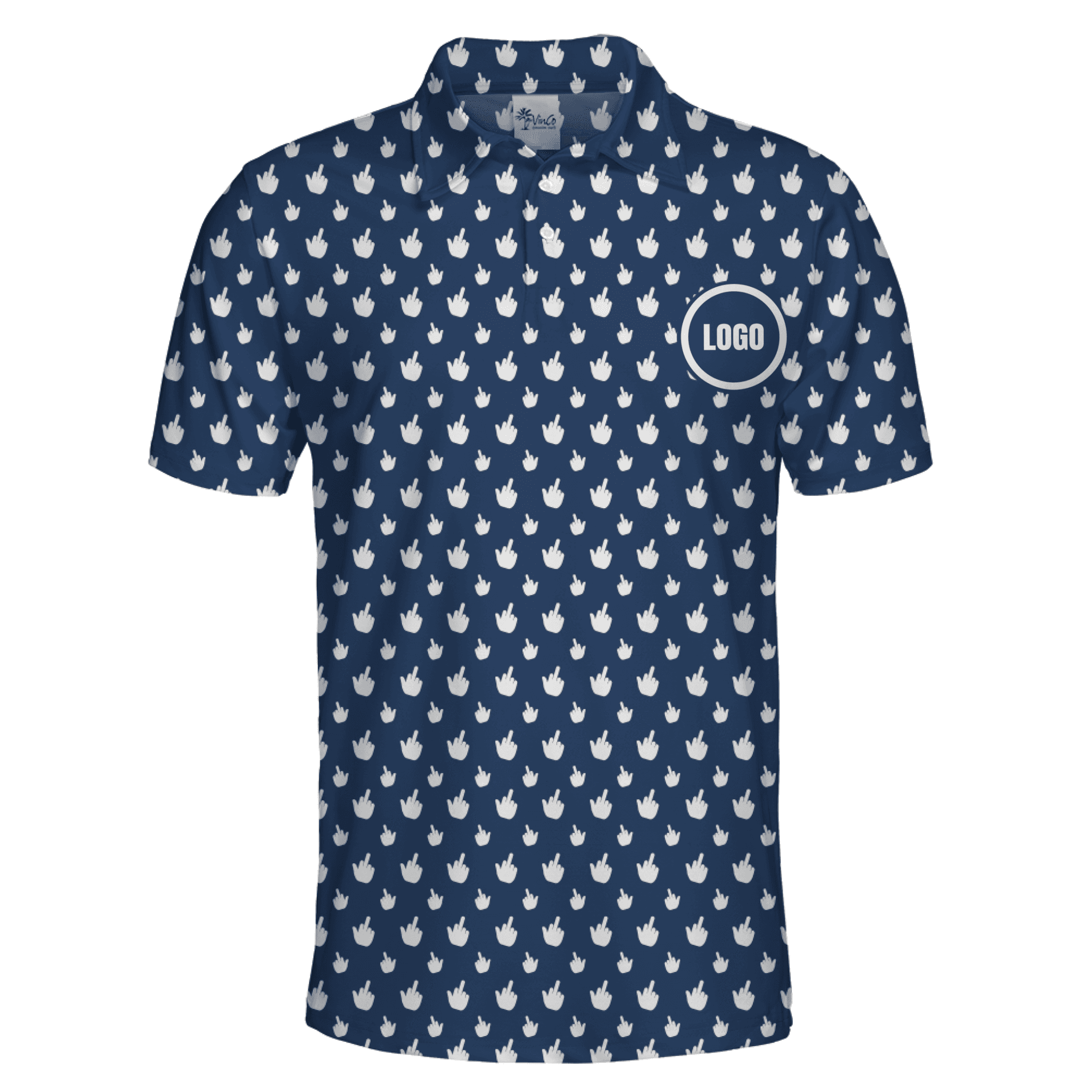 [Live Preview] Custom Funny Finger Polo Shirt with Chest Logo