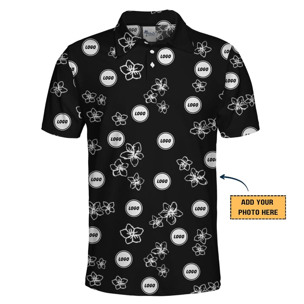 Custom Logo Hibiscus Polo Shirt1