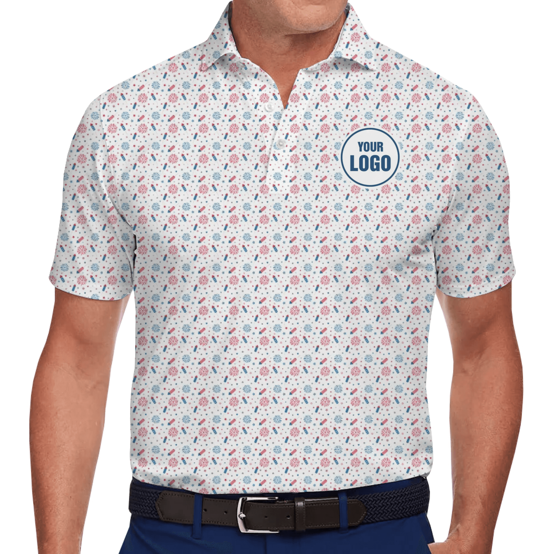 Patriotic Fireworks Custom Logo Polo Shirt With Preview