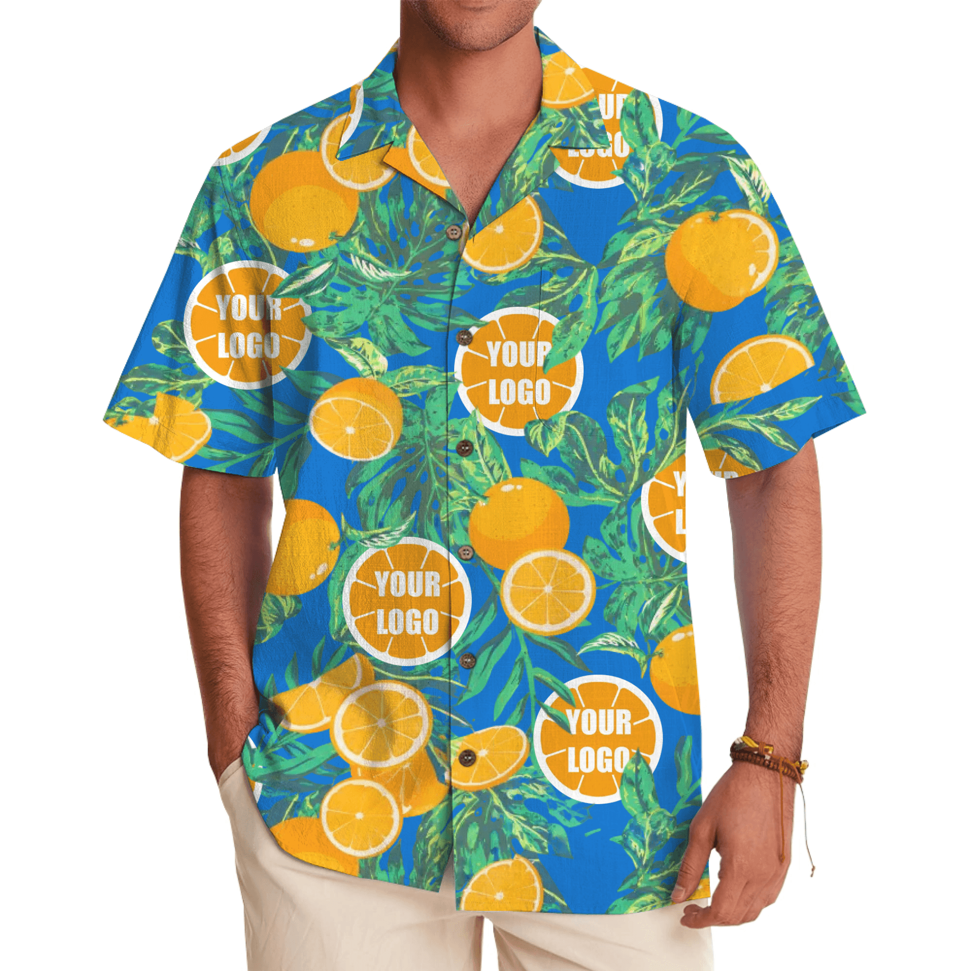 Fresh Orange Fruit Custom Logo Hawaiian Shirt With Live Preview