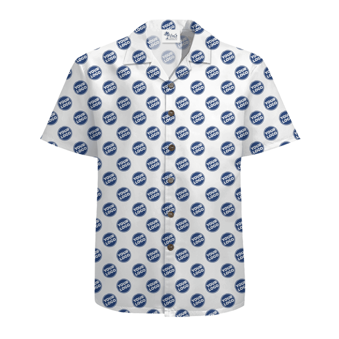 Repeated All-Over Logo Custom Hawaiian Shirt With Live Preview