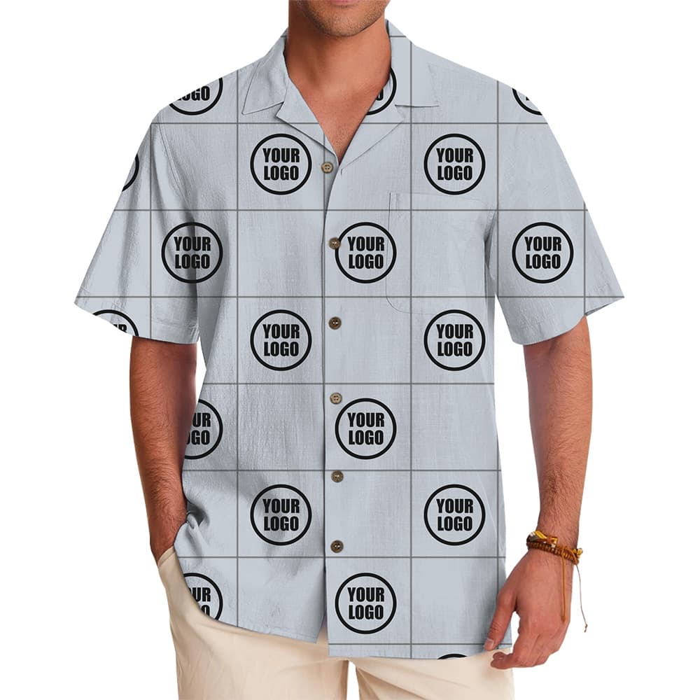 Custom Logo Grid Hawaiian Shirt