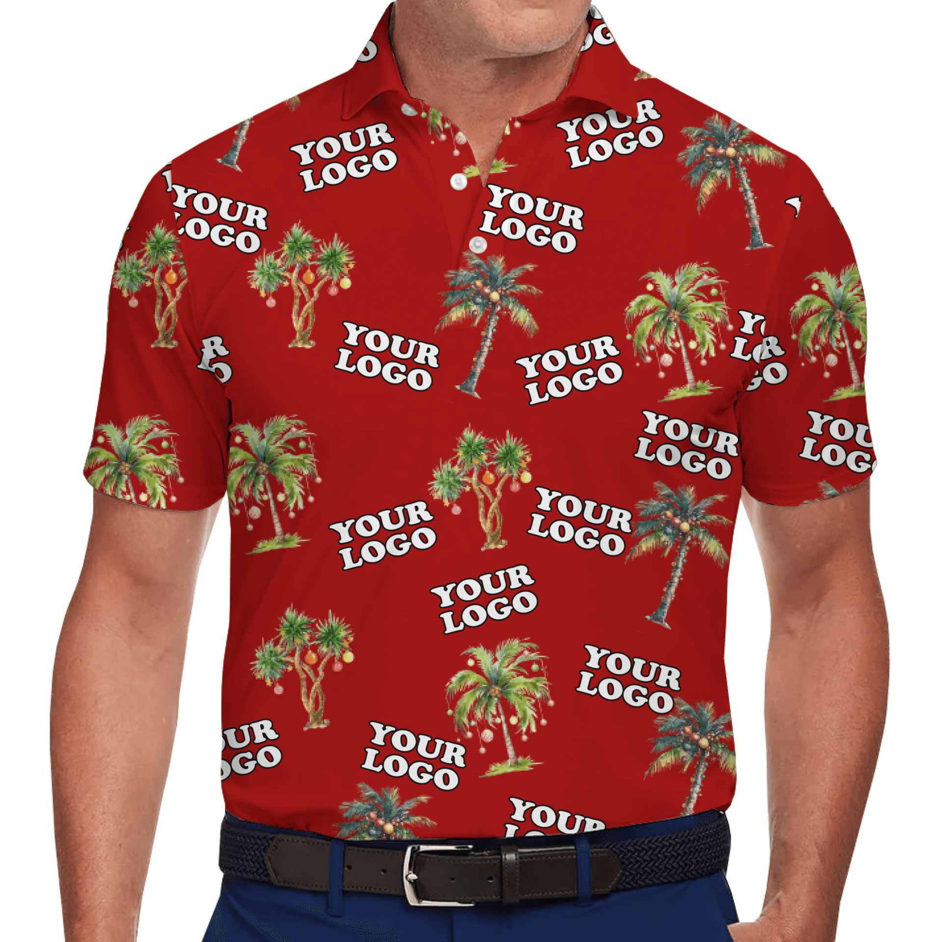 Custom Logo Christmas Palm Tree Polo Shirt