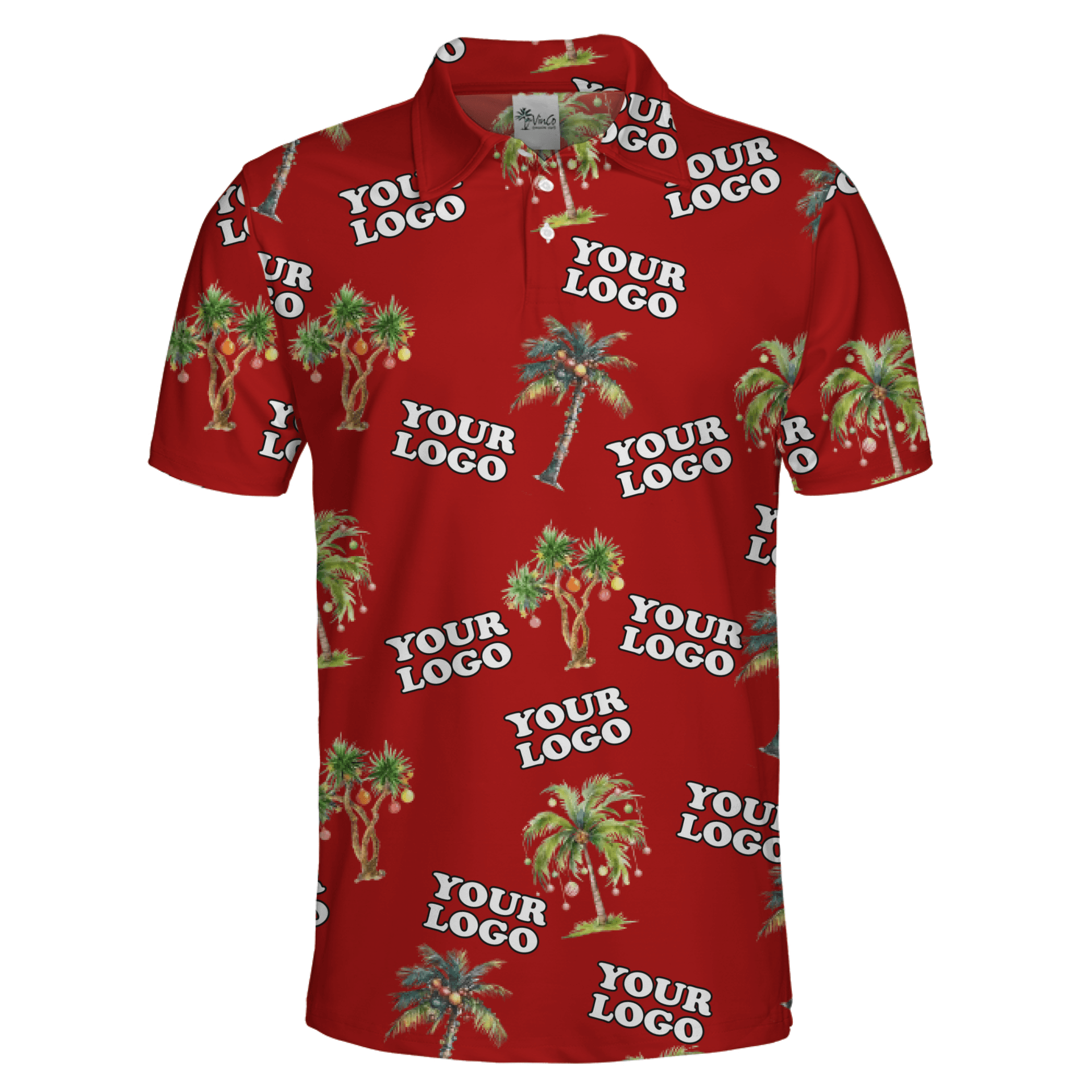 Custom Logo Christmas Palm Tree Polo Shirt