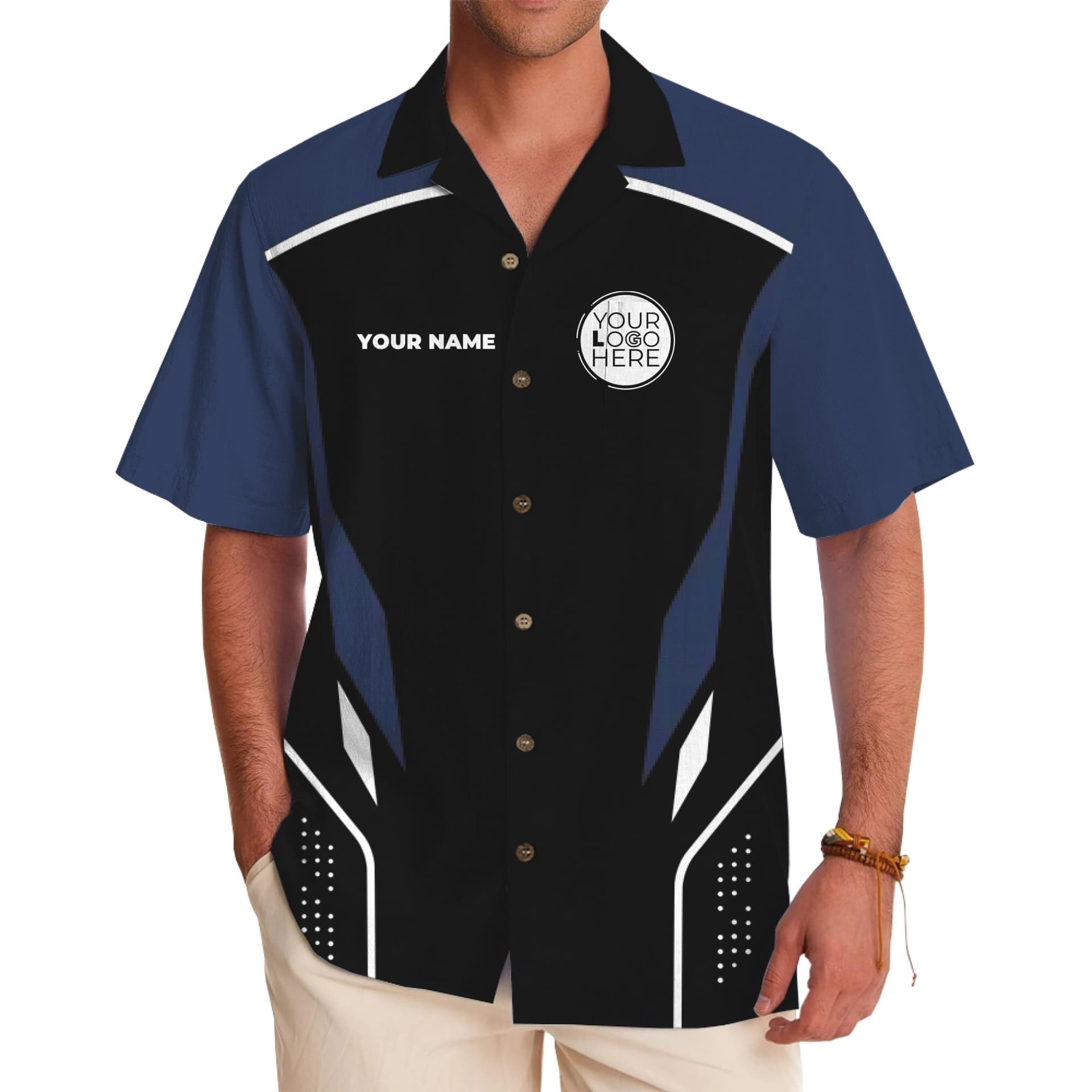 Custom Logo Print Hawaiian Shirt For Company