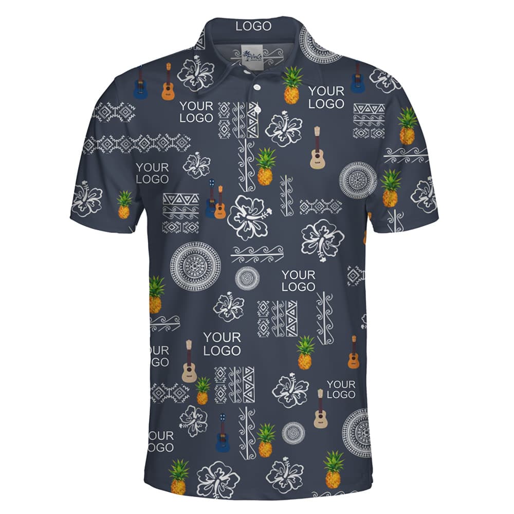 Custom Logo Retro Aloha Polo Shirt