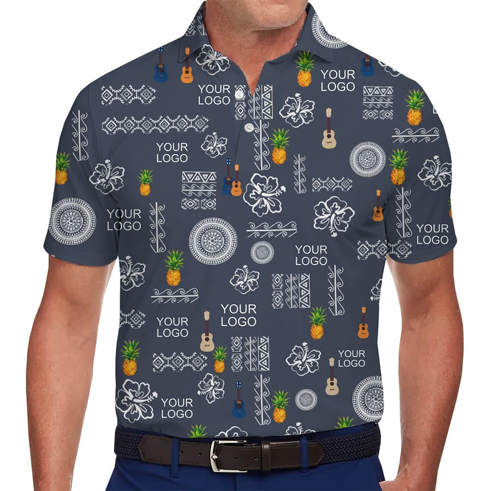 Custom Logo Retro Aloha Polo Shirt