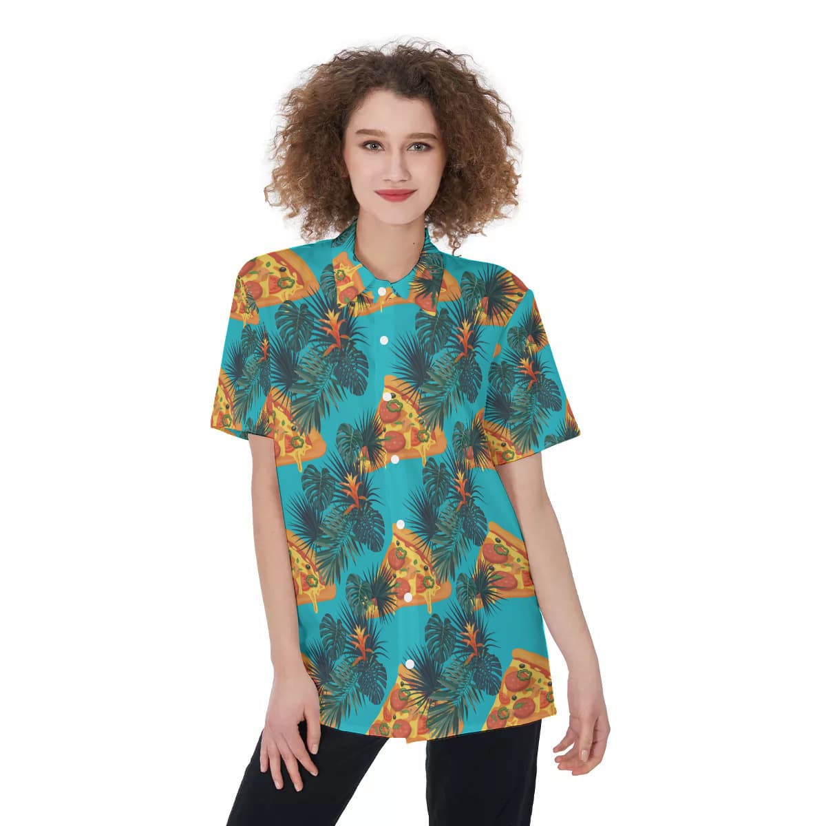 Pizza Hawaiian Shirt For Women | Hawaiian Food Shirt