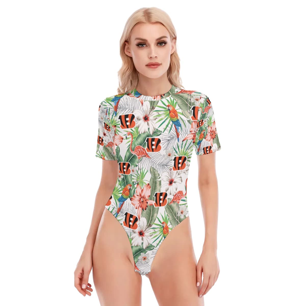 Bengals Women's O-neck Short Sleeve Swimsuit