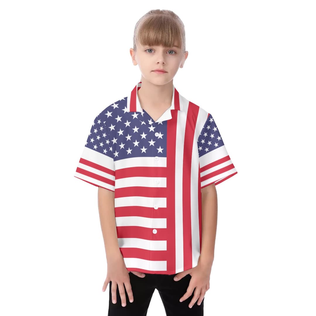 American Flag 4th Of July Hawaiian Shirt For Kids