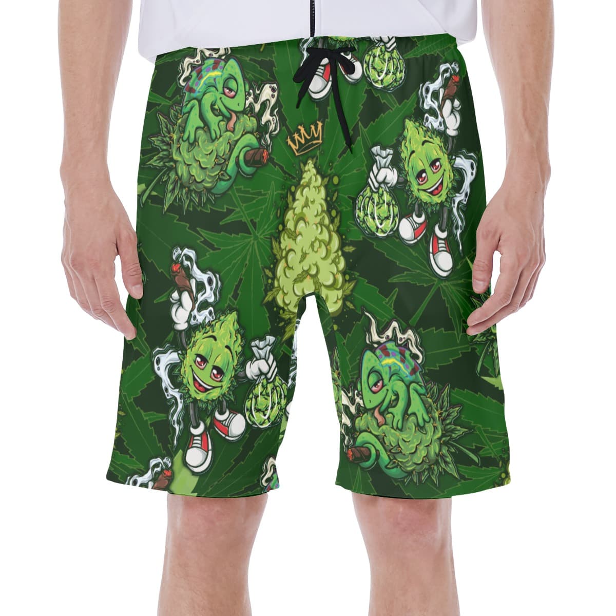 Green Weed Aloha Men's Beach Short