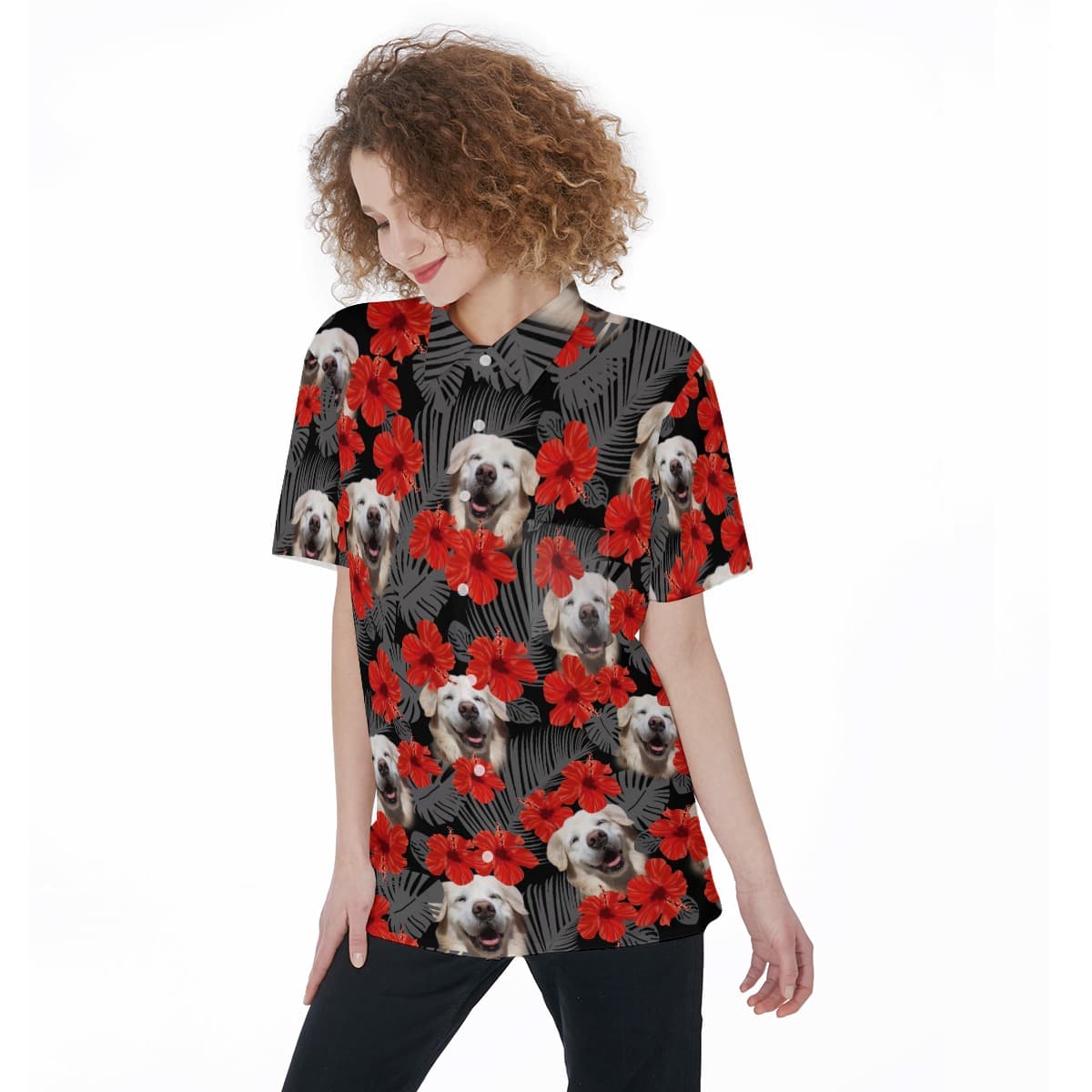 Golden Retriever Aloha Hawaiian Dog Shirt For Women