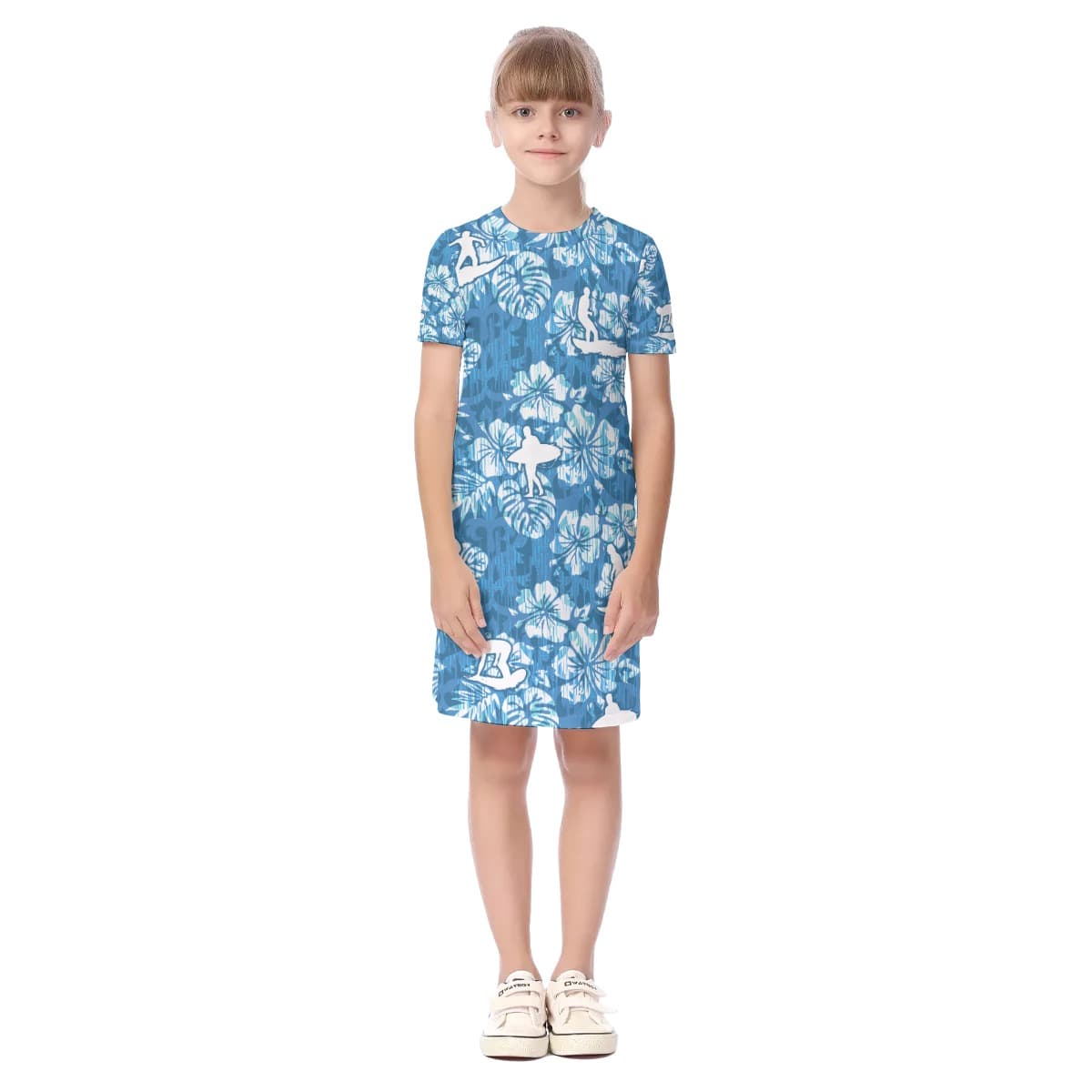 Blue Surfing Hawaii Dress For Kids