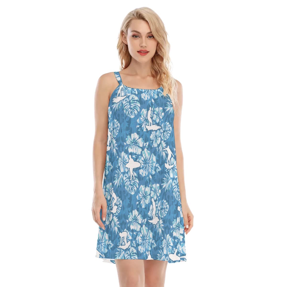 Blue Surfing Aloha Dress For Women