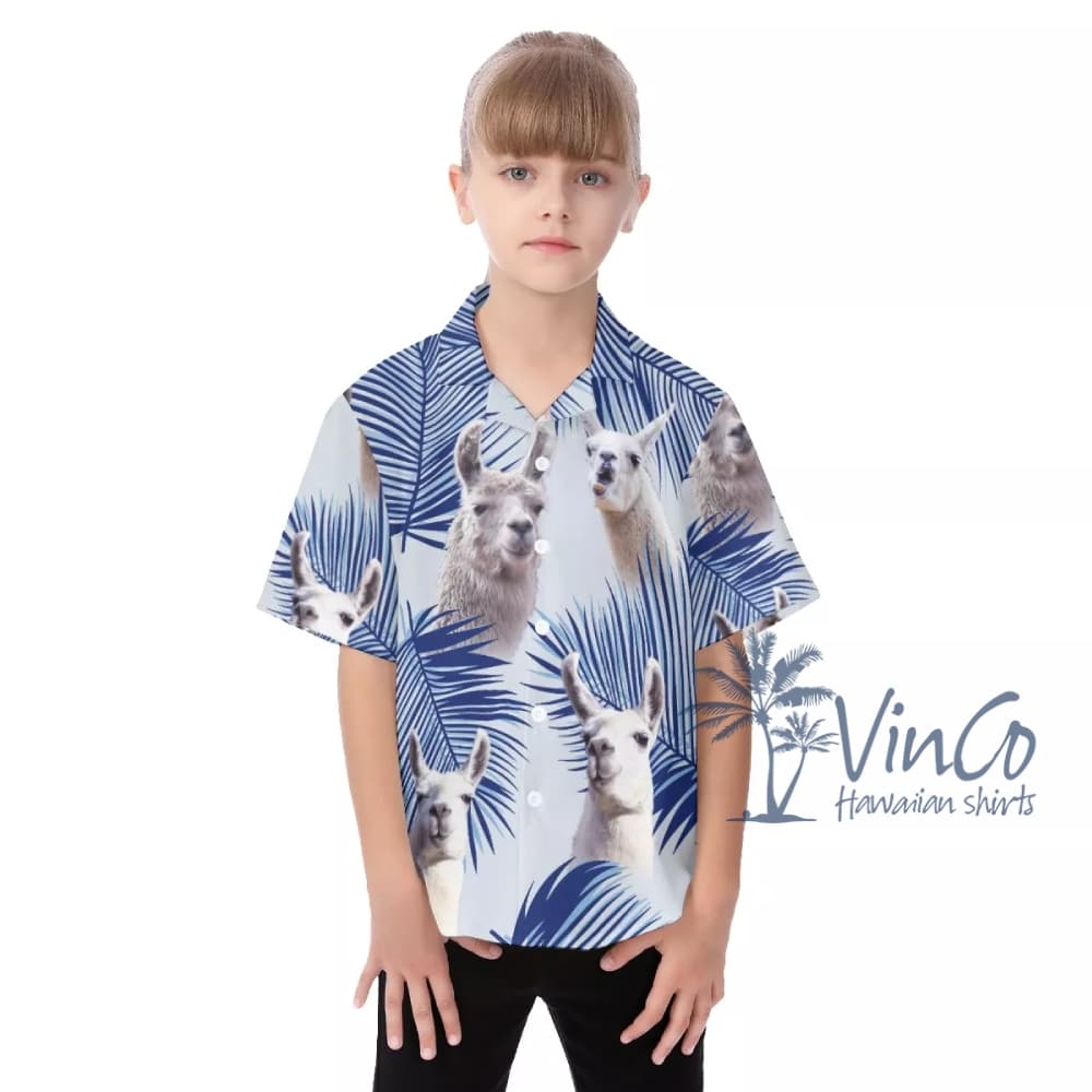 Cute Llama Hawaiian Shirt For Kids