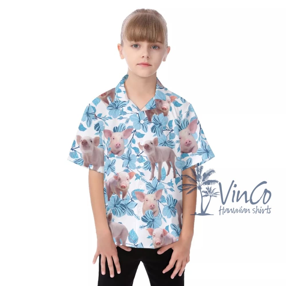 Cute Pig Hawaiian Shirt For Kids