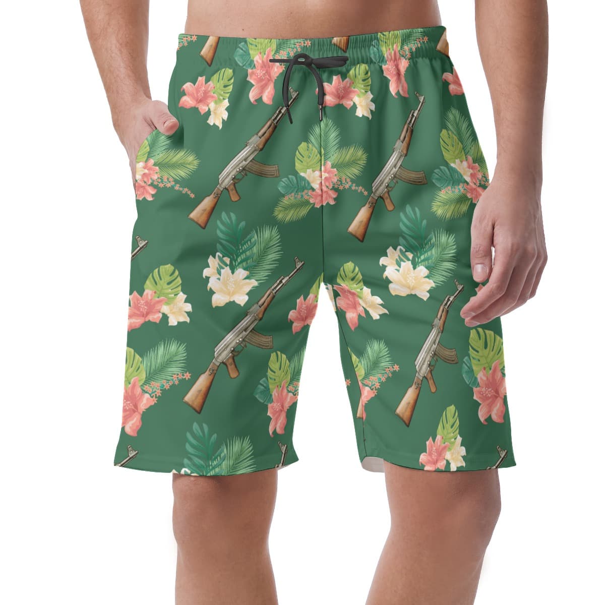 Funny Gun Hawaiian Men Shorts For Vacation