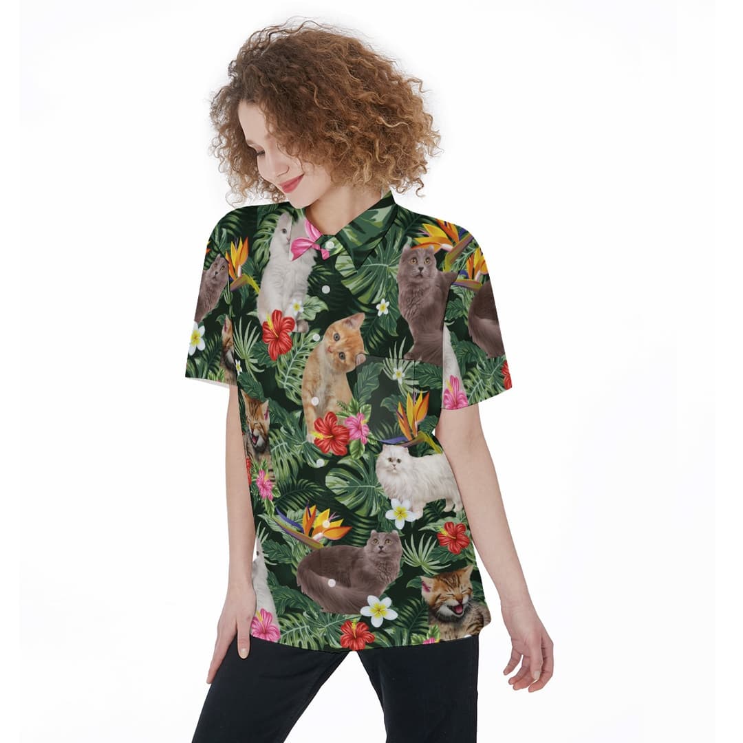 Hawaiian Cat Button Up Shirt