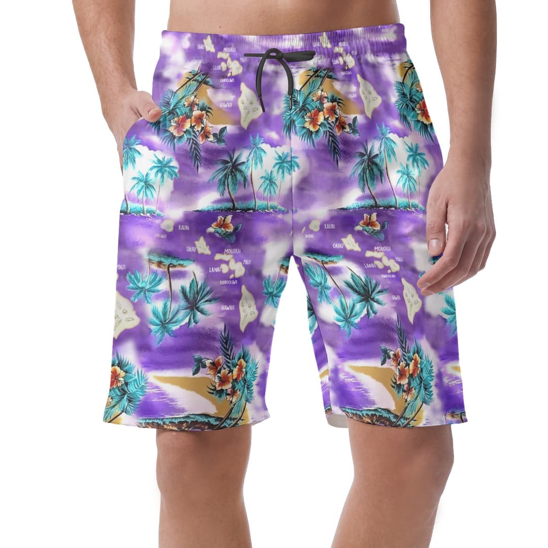 Island Map Mens Hawaiian Shorts