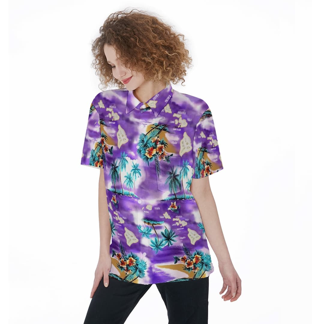 Island Map Hawaiian Women Shirt